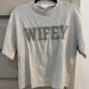Trendy Beige Wifey Graphic Tee